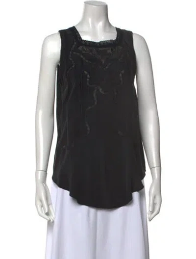 Pre-owned Vanessa Bruno Silk Square Neckline Top In Black