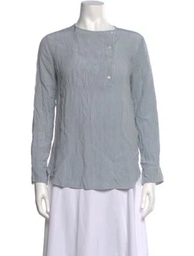 Pre-owned Vanessa Bruno Silk Striped Top In Blue