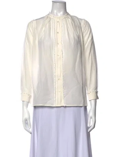 Pre-owned Vanessa Bruno Silk Three-quarter Sleeve Blouse W/ Tags In Neutrals