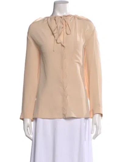 Pre-owned Vanessa Bruno Silk Tie Neck Blouse In Neutral