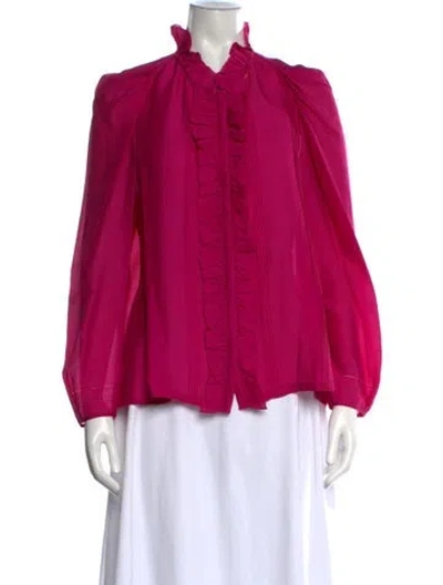 Pre-owned Vanessa Bruno Silk Tie Neck Blouse In Pink