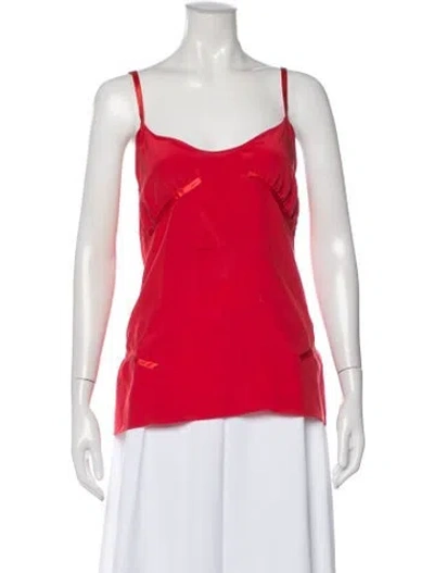 Pre-owned Vanessa Bruno Silk V-neck Top In Red