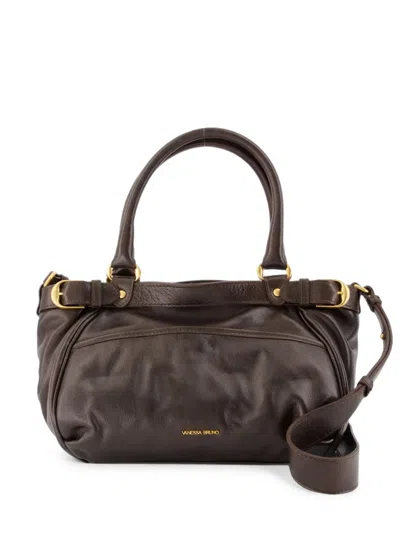 Vanessa Bruno Smal Lune Leather Tote Bag In Brown