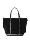 Vanessa Bruno Small Cabas Sequin-trimmed Tote Bag In Black