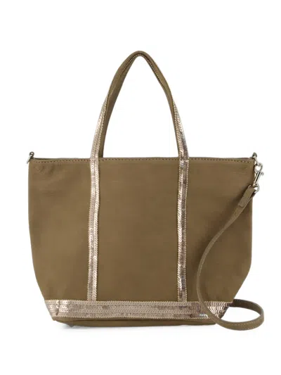 Vanessa Bruno Small Cabas Sequin-embellished Leather Tote Bag In Green