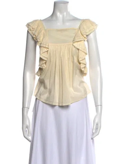 Pre-owned Vanessa Bruno Square Neckline Short Sleeve Blouse In Neutrals/white