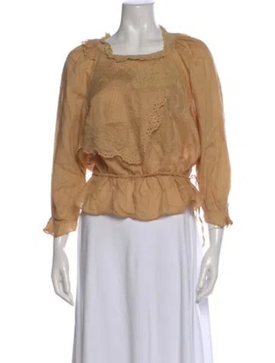 Pre-owned Vanessa Bruno Square Neckline Three-quarter Sleeve Blouse In Neutral