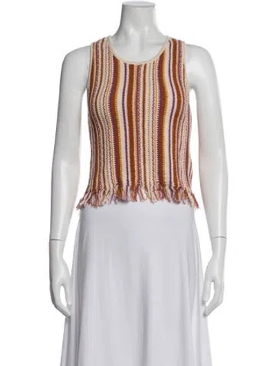 Pre-owned Vanessa Bruno Striped Crew Neck Crop Top In Neutrals