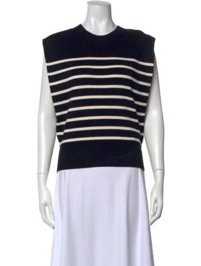 Pre-owned Vanessa Bruno Striped Crew Neck Sweater In Black