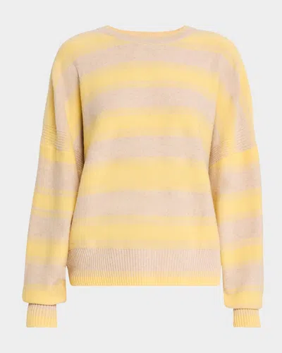 Vanessa Bruno Striped Crewneck Wool Sweater In Beige