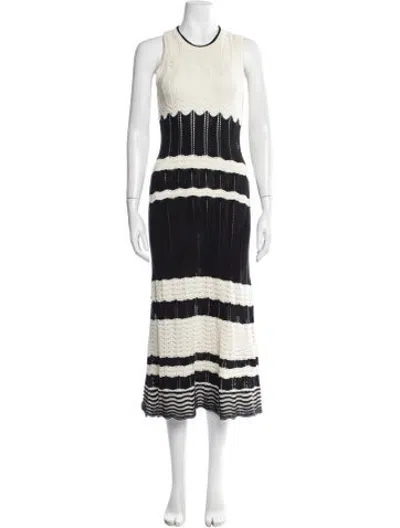 Pre-owned Vanessa Bruno Striped Long Dress In Neutrals