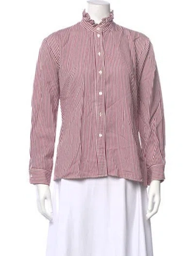 Pre-owned Vanessa Bruno Striped Long Sleeve Blouse In Pink