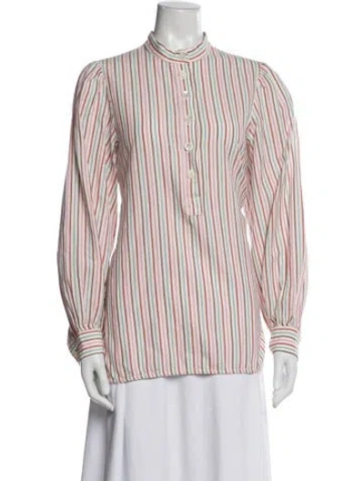 Pre-owned Vanessa Bruno Striped Long Sleeve Blouse In White