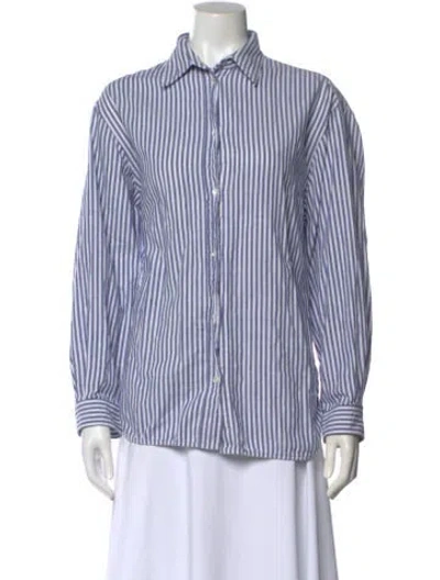 Pre-owned Vanessa Bruno Striped Long Sleeve Button-up Top In Blue