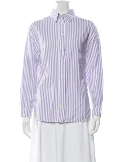 Pre-owned Vanessa Bruno Striped Long Sleeve Button-up Top In Purple