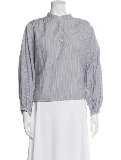 Pre-owned Vanessa Bruno Striped Long Sleeve Button-up Top In White