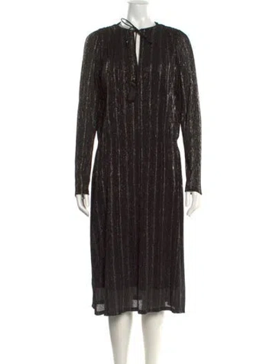 Pre-owned Vanessa Bruno Striped Midi Length Dress In Black