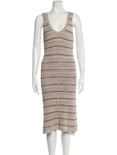 Pre-owned Vanessa Bruno Striped Midi Length Dress In Neutral