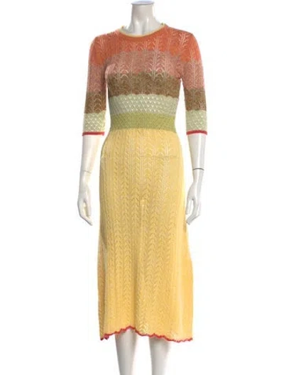 Pre-owned Vanessa Bruno Striped Midi Length Dress In Yellow