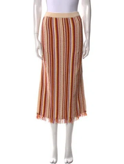 Pre-owned Vanessa Bruno Striped Midi Length Skirt In Orange
