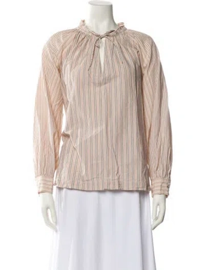 Pre-owned Vanessa Bruno Striped Mock Neck Blouse In Neutral