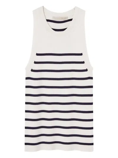 Vanessa Bruno Striped Ribbed Top In White