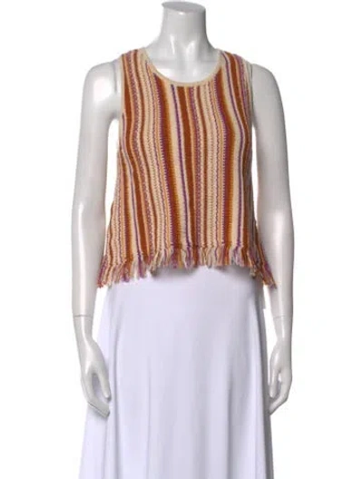 Pre-owned Vanessa Bruno Striped Scoop Neck Crop Top In Neutral
