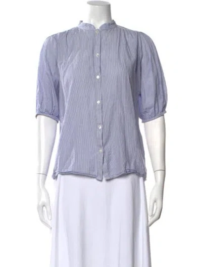 Pre-owned Vanessa Bruno Striped Short Sleeve Blouse In Blue