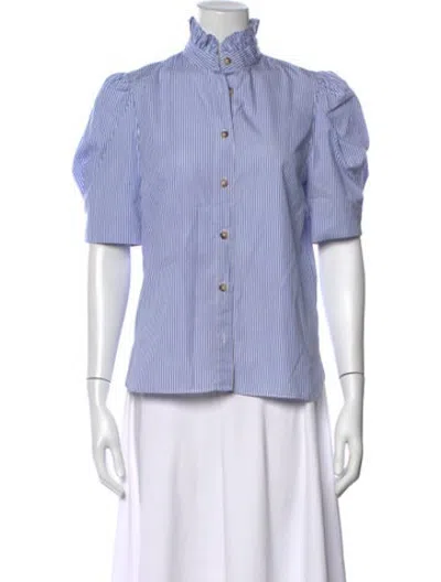 Pre-owned Vanessa Bruno Striped Short Sleeve Top In Blue/white