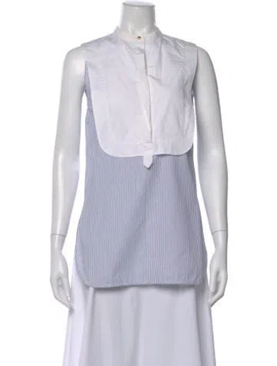 Pre-owned Vanessa Bruno Striped Sleeveless Blouse In White