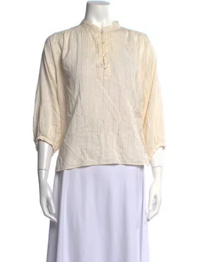 Pre-owned Vanessa Bruno Striped Three-quarter Sleeve Blouse In Neutrals