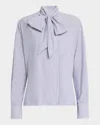 Vanessa Bruno Striped Tie-neck Cotton Blouse In Bleu