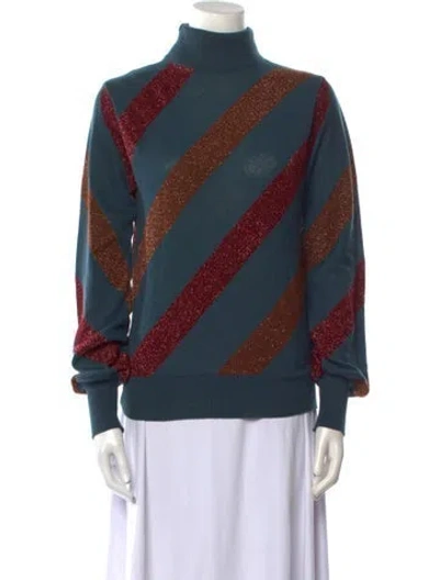 Pre-owned Vanessa Bruno Striped Turtleneck Sweater In Blue
