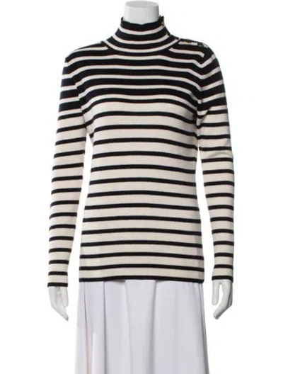 Pre-owned Vanessa Bruno Striped Turtleneck Sweater In Neutral