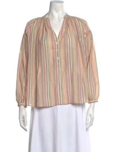 Pre-owned Vanessa Bruno Striped V-neck Blouse In Neutrals