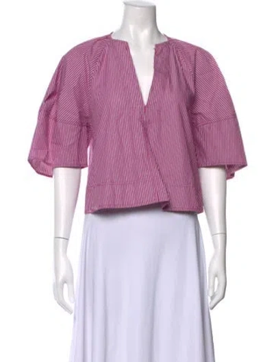 Pre-owned Vanessa Bruno Striped V-neck Blouse In Purple