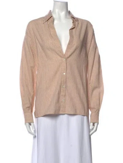 Pre-owned Vanessa Bruno Striped V-neck Button-up Top In Neutrals