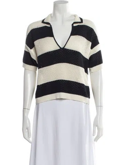 Pre-owned Vanessa Bruno Striped V-neck Sweater In Multi