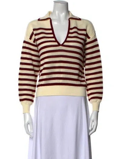 Pre-owned Vanessa Bruno Striped V-neck Sweater In Neutrals