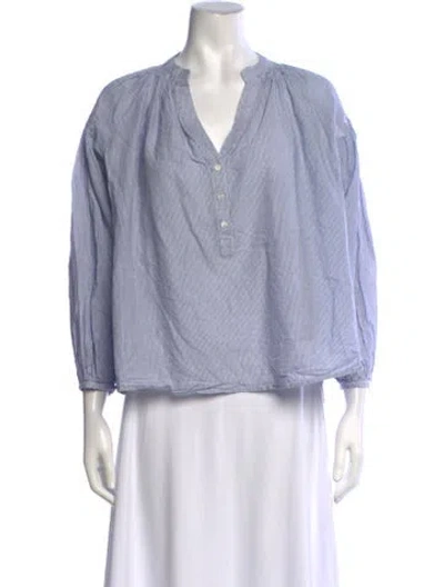Pre-owned Vanessa Bruno Striped V-neck Top In Blue