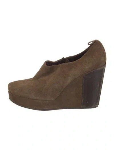 Pre-owned Vanessa Bruno Suede Colorblock Pattern Lace-up Boots In Brown