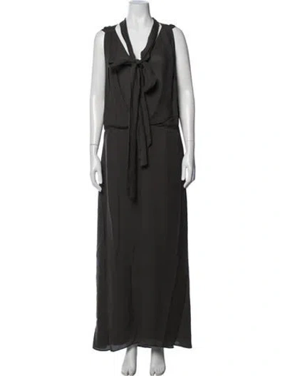 Pre-owned Vanessa Bruno Tie Neck Long Dress In Green