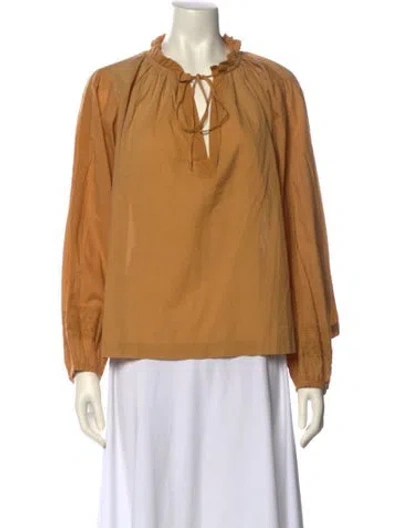 Pre-owned Vanessa Bruno Tie Neck Long Sleeve Blouse In Orange