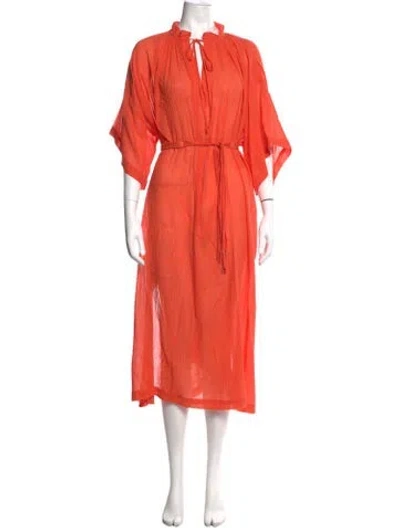 Pre-owned Vanessa Bruno Tie Neck Midi Length Dress In Pink