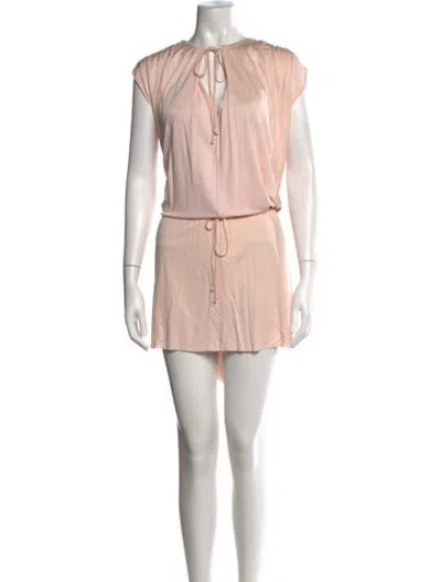 Pre-owned Vanessa Bruno Tie Neck Mini Dress In Pink