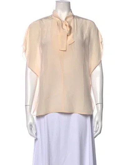 Pre-owned Vanessa Bruno Tie Neck Short Sleeve Blouse In Neutrals