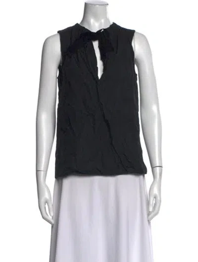 Pre-owned Vanessa Bruno Tie Neck Sleeveless Top In Black