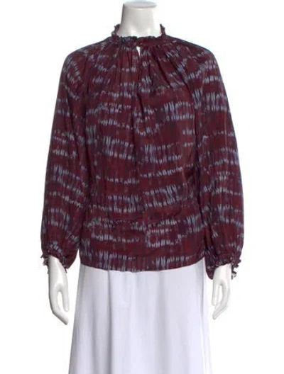 Pre-owned Vanessa Bruno Tie-dye Print Tie Neck Blouse In Purple