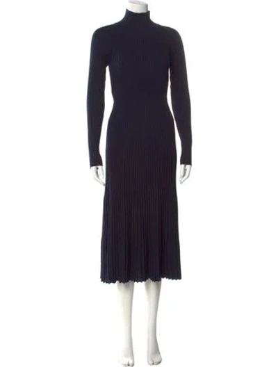 Pre-owned Vanessa Bruno Turtleneck Midi Length Dress In Blue