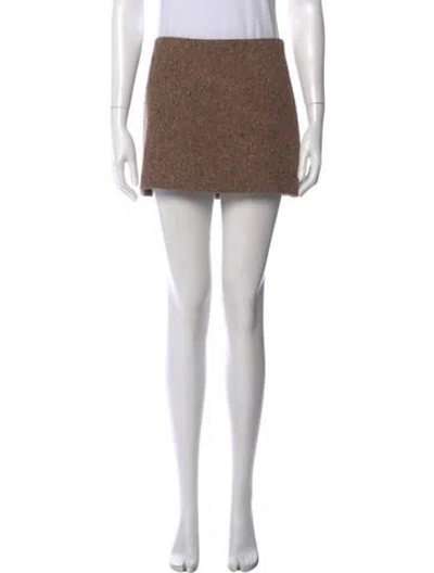 Pre-owned Vanessa Bruno Tweed Pattern Mini Skirt W/ Tags In Brown